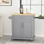 Carrello da cucina contemporaneo in legno con rotelle e contenitore di