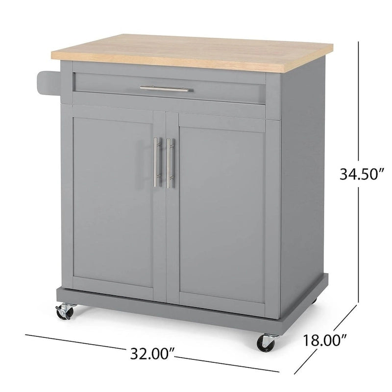 Carrello da cucina contemporaneo in legno con rotelle e contenitore di