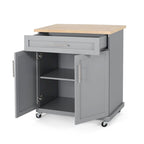 Carrello da cucina contemporaneo in legno con rotelle e contenitore di