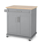 Carrello da cucina contemporaneo in legno con rotelle e contenitore di