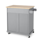 Carrello da cucina contemporaneo in legno con rotelle e contenitore di