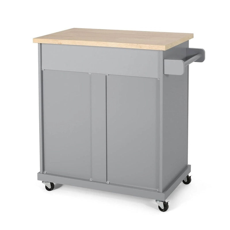 Carrello da cucina contemporaneo in legno con rotelle e contenitore di