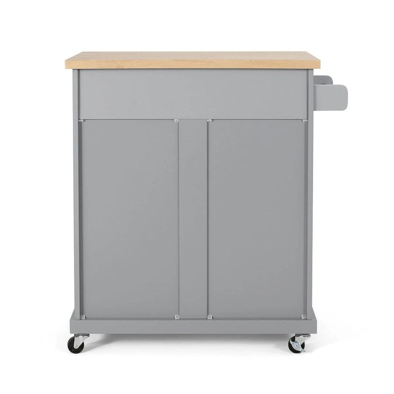 Carrello da cucina contemporaneo in legno con rotelle e contenitore di