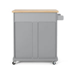 Carrello da cucina contemporaneo in legno con rotelle e contenitore di