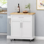 Carrello da cucina contemporaneo in legno con rotelle e contenitore di