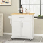 Carrello da cucina contemporaneo in legno con rotelle e contenitore di