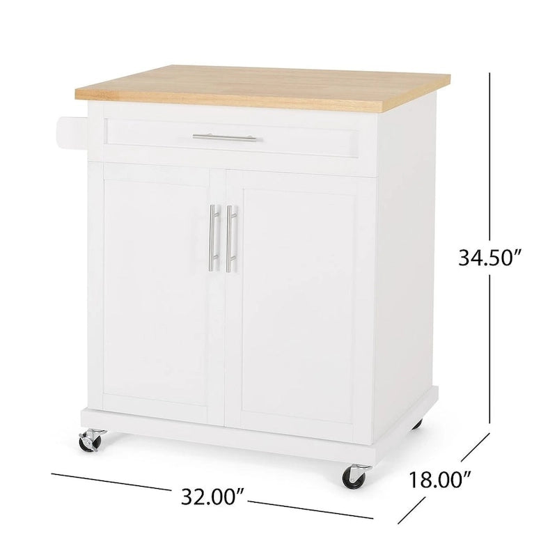 Carrello da cucina contemporaneo in legno con rotelle e contenitore di