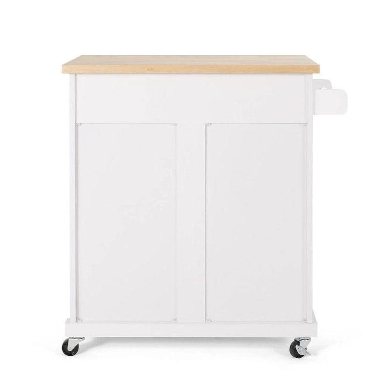 Carrello da cucina contemporaneo in legno con rotelle e contenitore di
