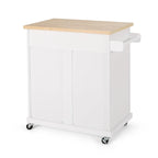 Carrello da cucina contemporaneo in legno con rotelle e contenitore di