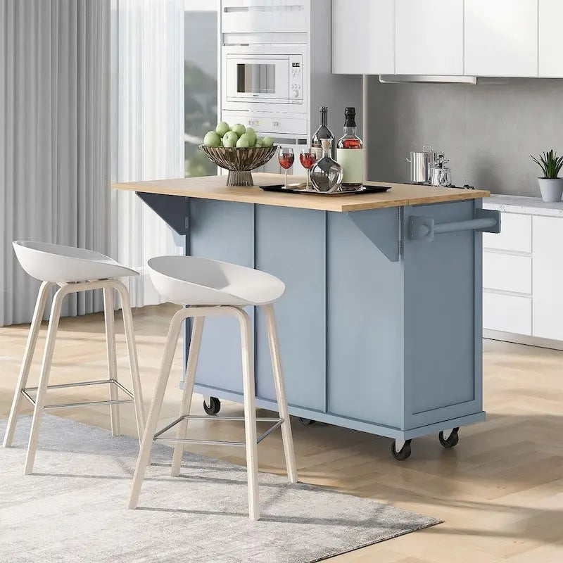 Carrello da cucina con isola con ruote a ribalta, Scaffali portaoggetti