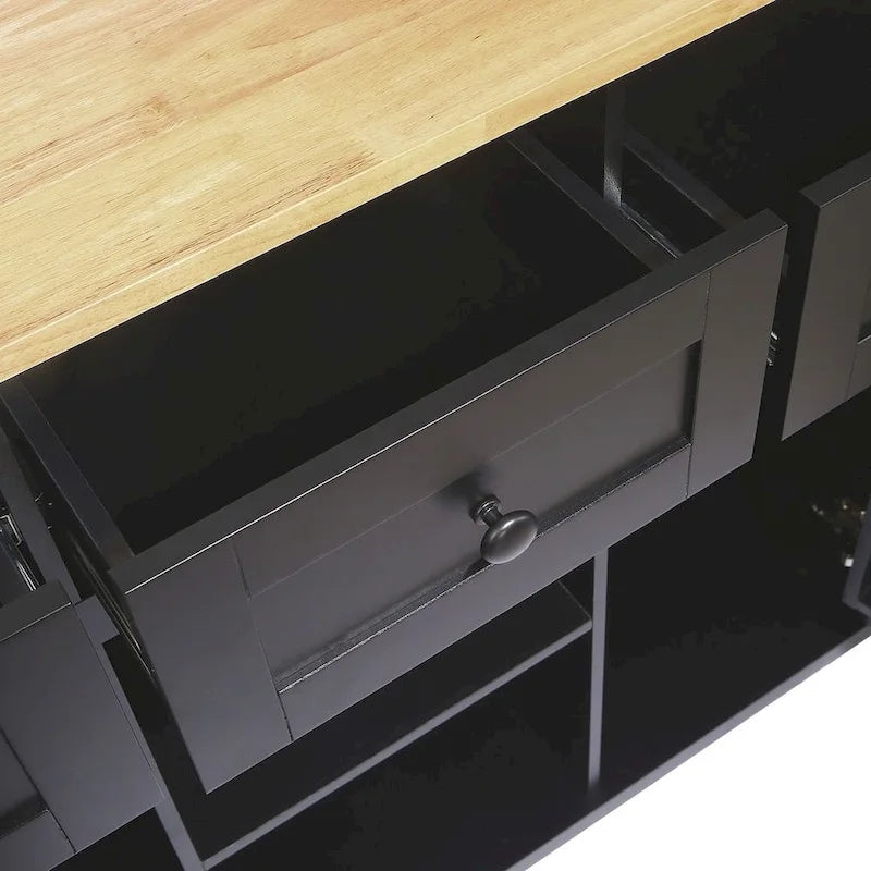 Carrello da cucina con isola con ruote a ribalta, Scaffali portaoggetti