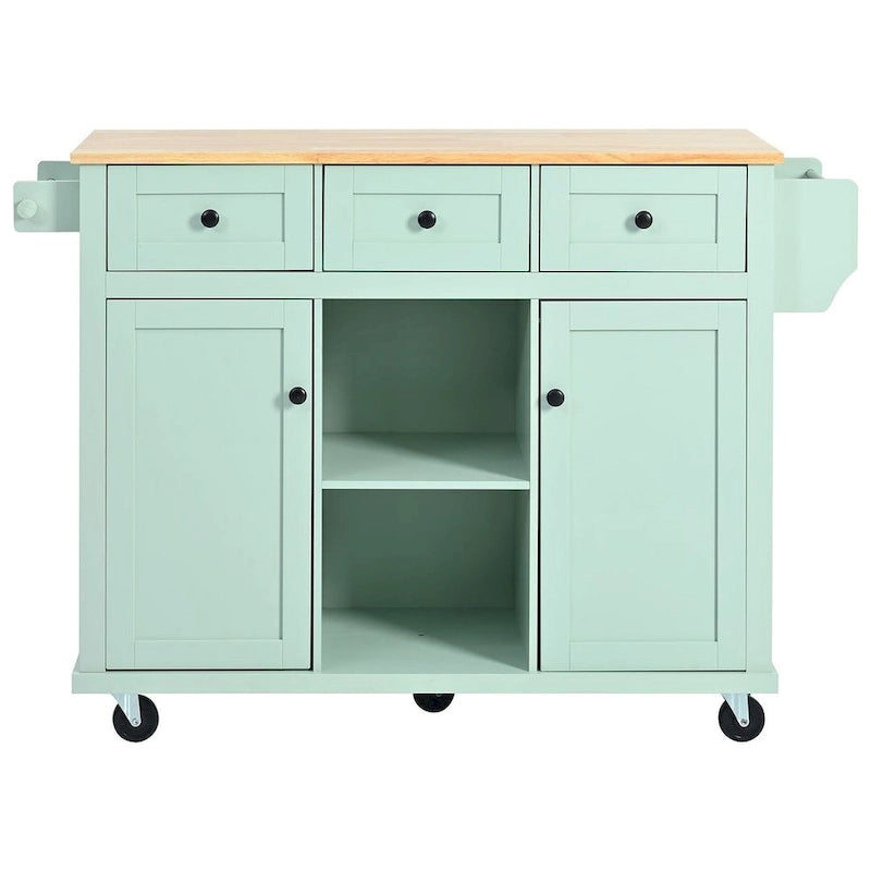 Carrello da cucina con isola con ruote a ribalta, Scaffali portaoggetti