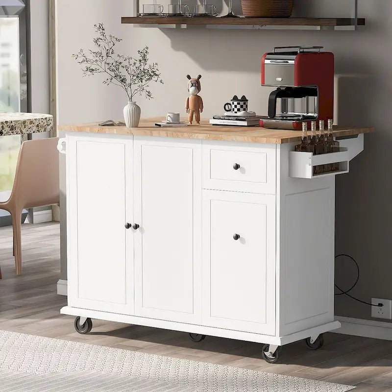 Isola da Cucina Moderna Versatile 53.9 W con Ante a Scomparsa e Armadietti a 3 Cassetti