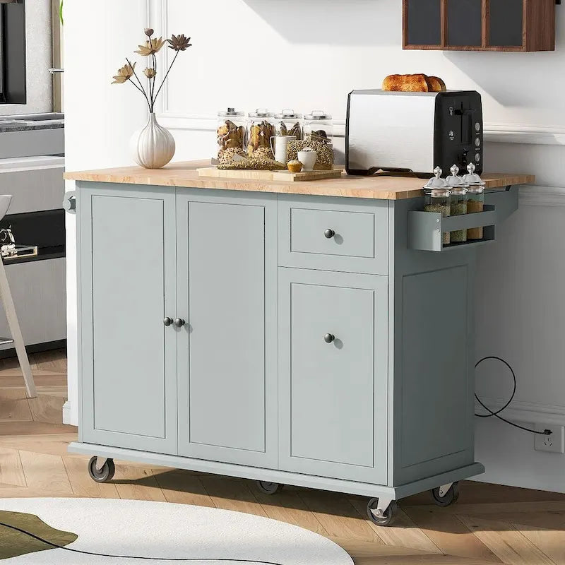 Isola da Cucina Moderna Versatile 53.9 W con Ante a Scomparsa e Armadietti a 3 Cassetti