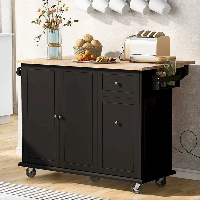 Isola da Cucina Moderna Versatile 53.9 W con Ante a Scomparsa e Armadietti a 3 Cassetti