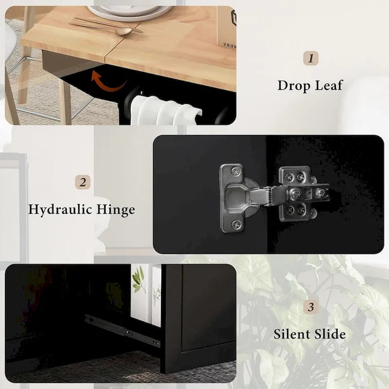 Isola da Cucina Moderna Versatile 53.9 W con Ante a Scomparsa e Armadietti a 3 Cassetti