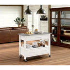 Carrello da cucina, acciaio inossidabile e bianco