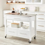 Carrello da cucina, acciaio inossidabile e bianco