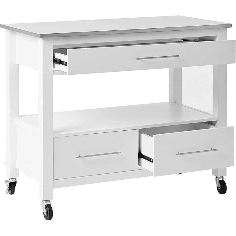 Carrello da cucina, acciaio inossidabile e bianco