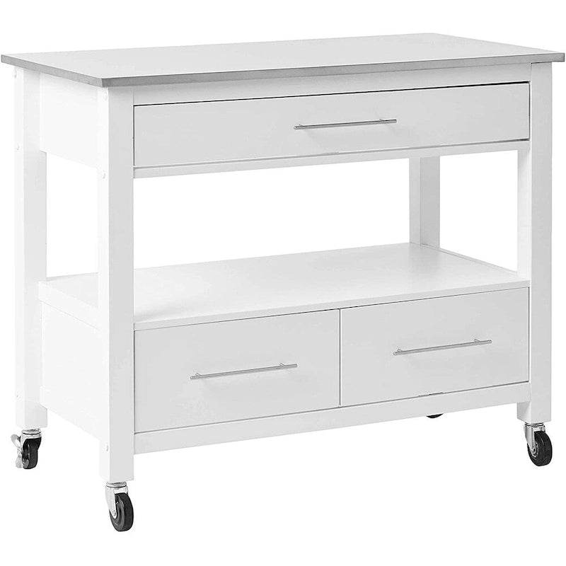 Carrello da cucina, acciaio inossidabile e bianco