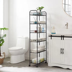 Carrello Portatutto Sottile, Carrello Contenitore Multifunzione, Scaffale Mobile con Ruote Bloccabili