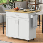 Carrello da Cucina con Ruote e Ripiano,Carrello da Cucina con Parte Superiore in Legno di Gomma,Cassetto Spazioso con Divisorio e Scaffale Interno