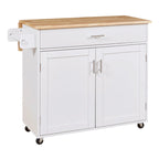 Carrello da Cucina con Ruote e Ripiano,Carrello da Cucina con Parte Superiore in Legno di Gomma,Cassetto Spazioso con Divisorio e Scaffale Interno