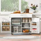 Carrello da Cucina con Ruote e Ripiano,Carrello da Cucina con Parte Superiore in Legno di Gomma,Cassetto Spazioso con Divisorio e Scaffale Interno