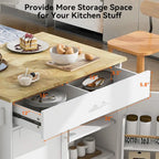 Carrello da Cucina con Ruote e Ripiano,Carrello da Cucina con Parte Superiore in Legno di Gomma,Cassetto Spazioso con Divisorio e Scaffale Interno