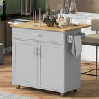 Carrello da Cucina con Ruote e Ripiano,Carrello da Cucina con Parte Superiore in Legno di Gomma,Cassetto Spazioso con Divisorio e Scaffale Interno
