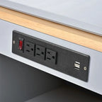 Carrello da cucina con piano estensibile, luci a LED, ante in vetro