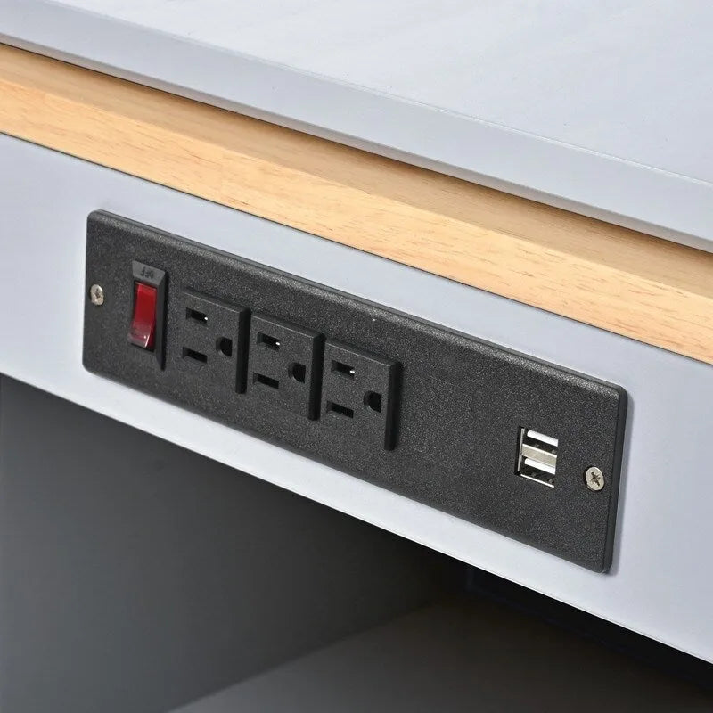 Carrello da cucina con piano estensibile, luci a LED, ante in vetro