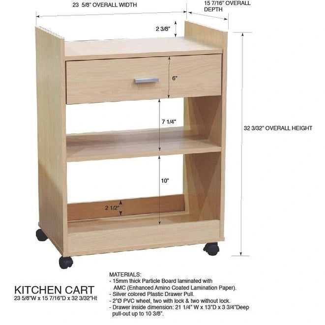 Carrello da Cucina Microonde Isola Mobile con Cassetto e Ripiani per la Conservazione (Nero)