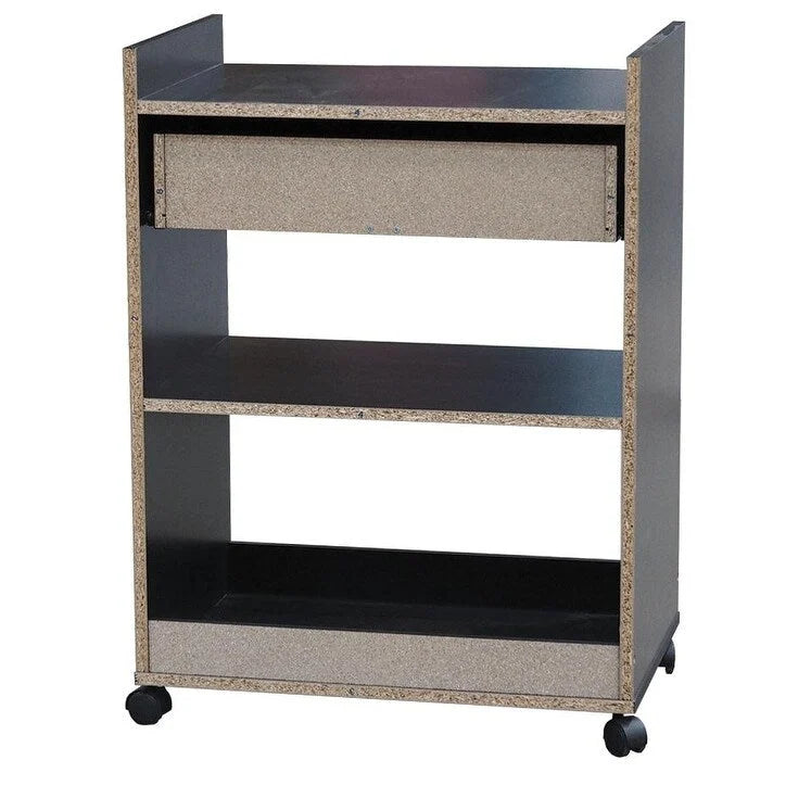 Carrello da Cucina Microonde Isola Mobile con Cassetto e Ripiani per la Conservazione (Nero)