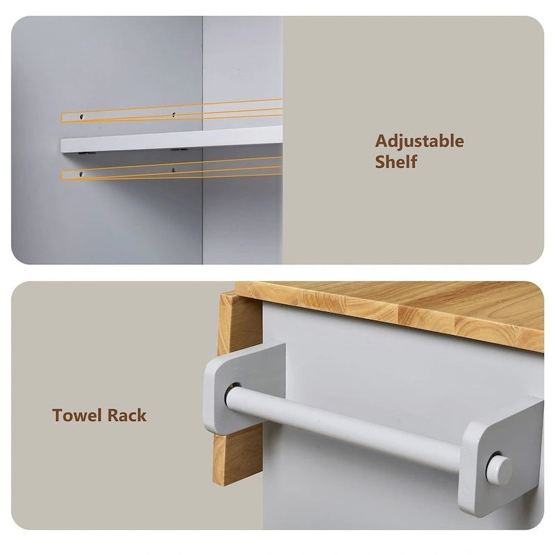 Carrello da cucina con rotelle, cassetto e ripiani portaoggetti