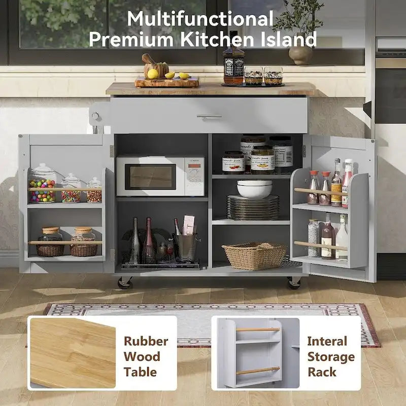 Carrello da cucina con rotelle, cassetto e ripiani portaoggetti