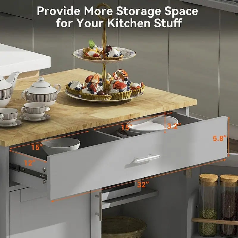 Carrello da cucina con rotelle, cassetto e ripiani portaoggetti