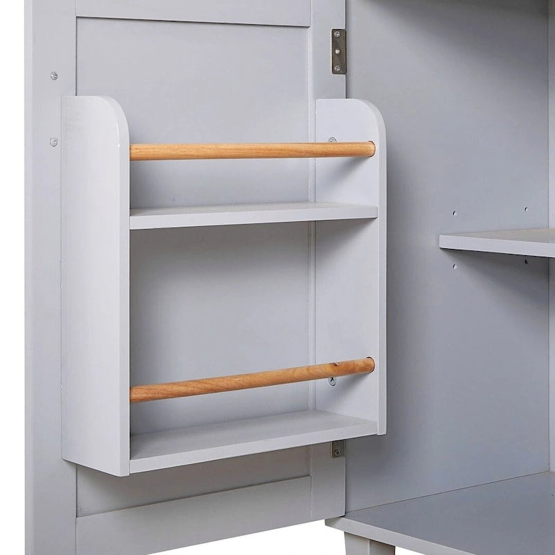 Carrello da cucina con rotelle, cassetto e ripiani portaoggetti