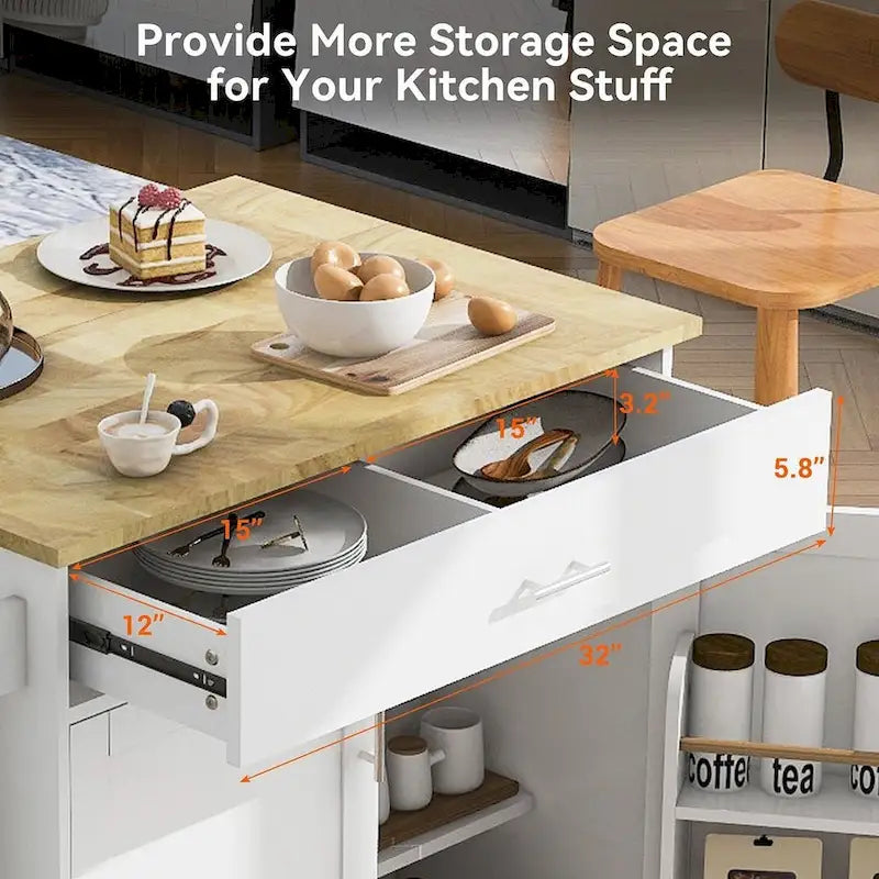 Carrello da cucina con rotelle, cassetto e ripiani portaoggetti