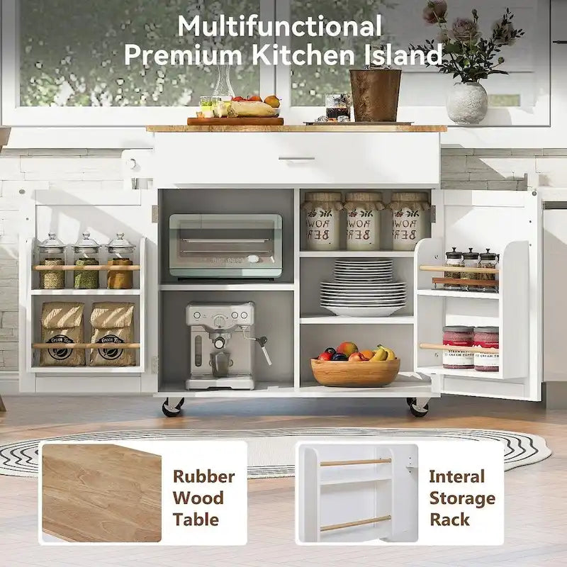 Carrello da cucina con rotelle, cassetto e ripiani portaoggetti
