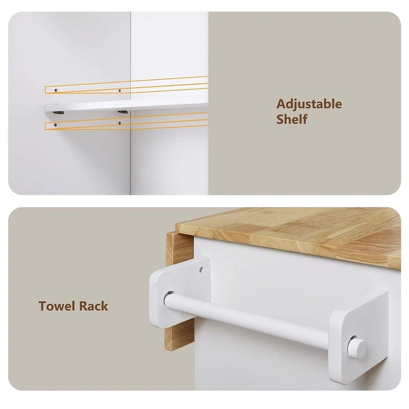 Carrello da cucina con rotelle, cassetto e ripiani portaoggetti