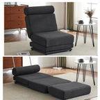 Poltrona Letto Pieghevole Singola con Cuscino, Divano Letto Portatile, Poltrona, Realizzata in Lino Traspirante e Resistente