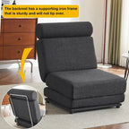 Poltrona Letto Pieghevole Singola con Cuscino, Divano Letto Portatile, Poltrona, Realizzata in Lino Traspirante e Resistente