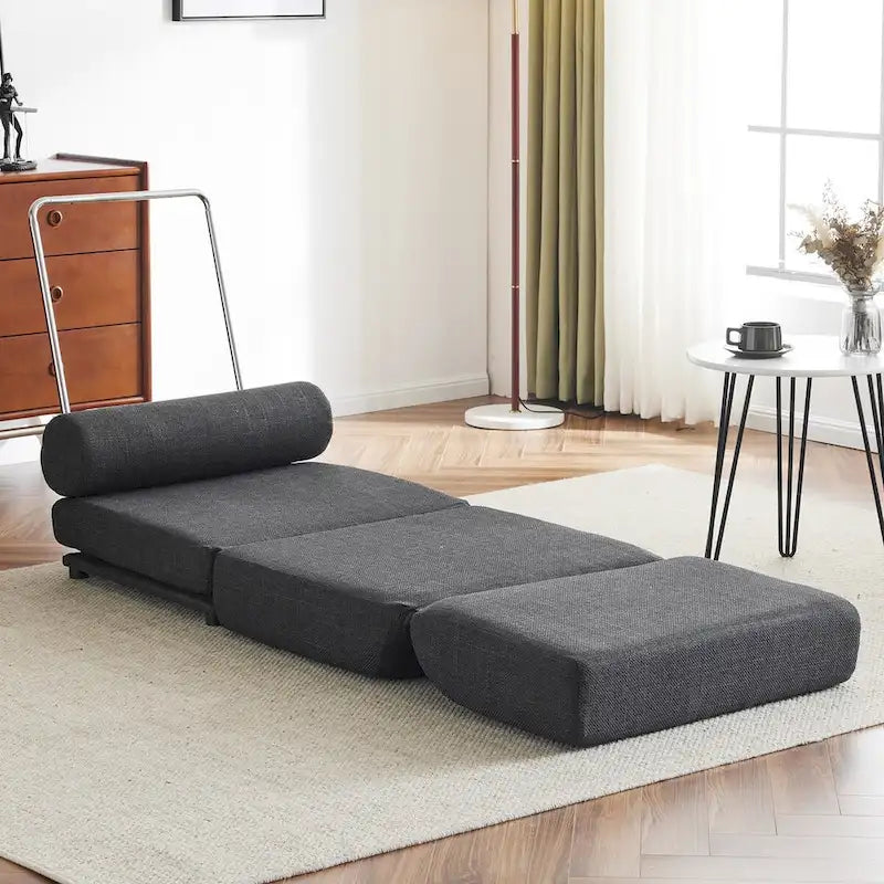 Poltrona Letto Pieghevole Singola con Cuscino, Divano Letto Portatile, Poltrona, Realizzata in Lino Traspirante e Resistente