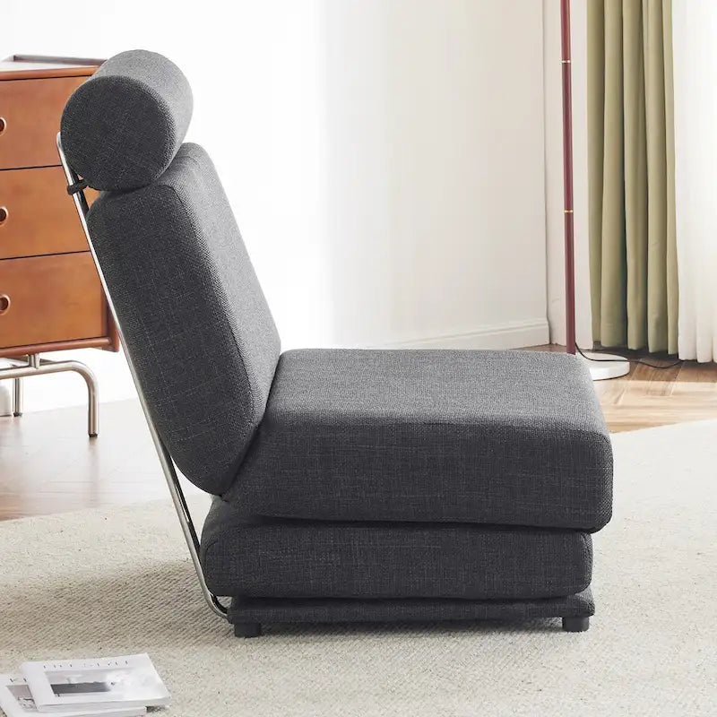 Poltrona Letto Pieghevole Singola con Cuscino, Divano Letto Portatile, Poltrona, Realizzata in Lino Traspirante e Resistente