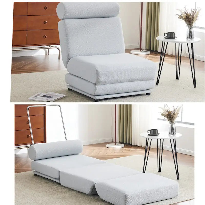 Poltrona Letto Pieghevole Singola con Cuscino, Divano Letto Portatile, Poltrona, Realizzata in Lino Traspirante e Resistente
