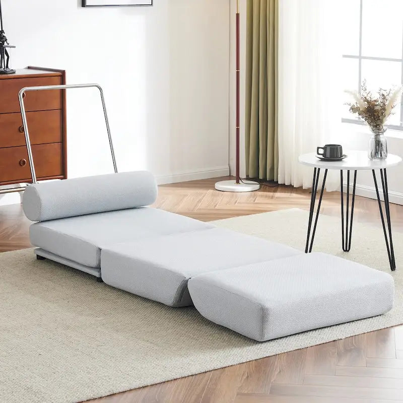 Poltrona Letto Pieghevole Singola con Cuscino, Divano Letto Portatile, Poltrona, Realizzata in Lino Traspirante e Resistente