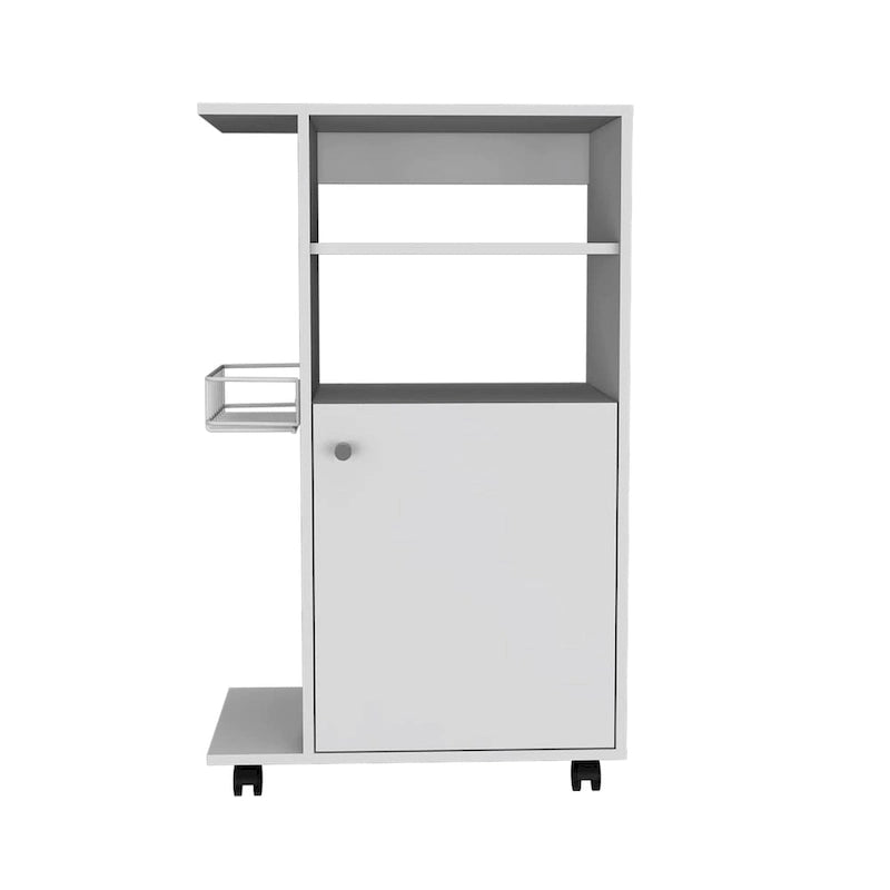 Carrello da cucina a 1 ripiano con ruote - Bianco