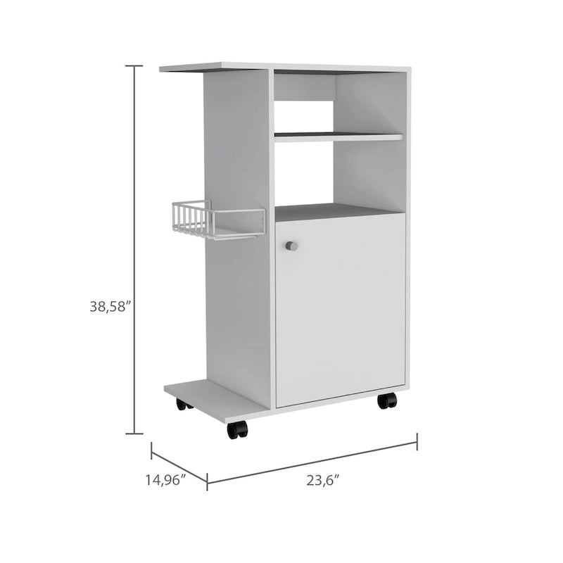 Carrello da cucina a 1 ripiano con ruote - Bianco