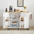 53.8 in. W Rolling Kitchen Island with Internal Storage Rack and Three Drawers
